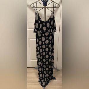 Black medallion print spaghetti-strap maxi dress